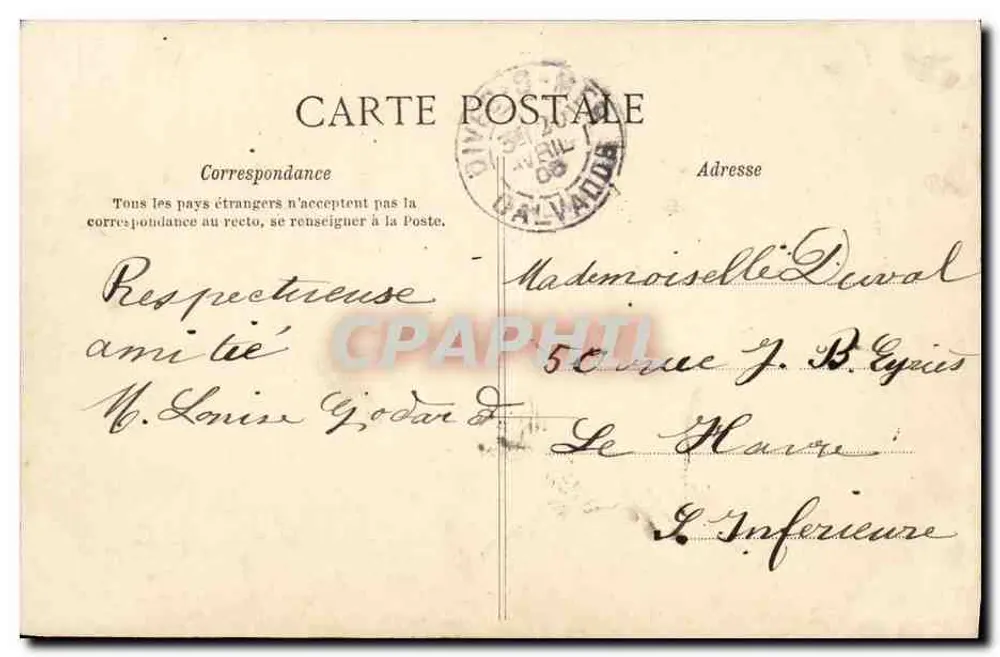 Dives-sur-Mer — A Rua de Lisieux — A C.P.A. n°3030 - Verso