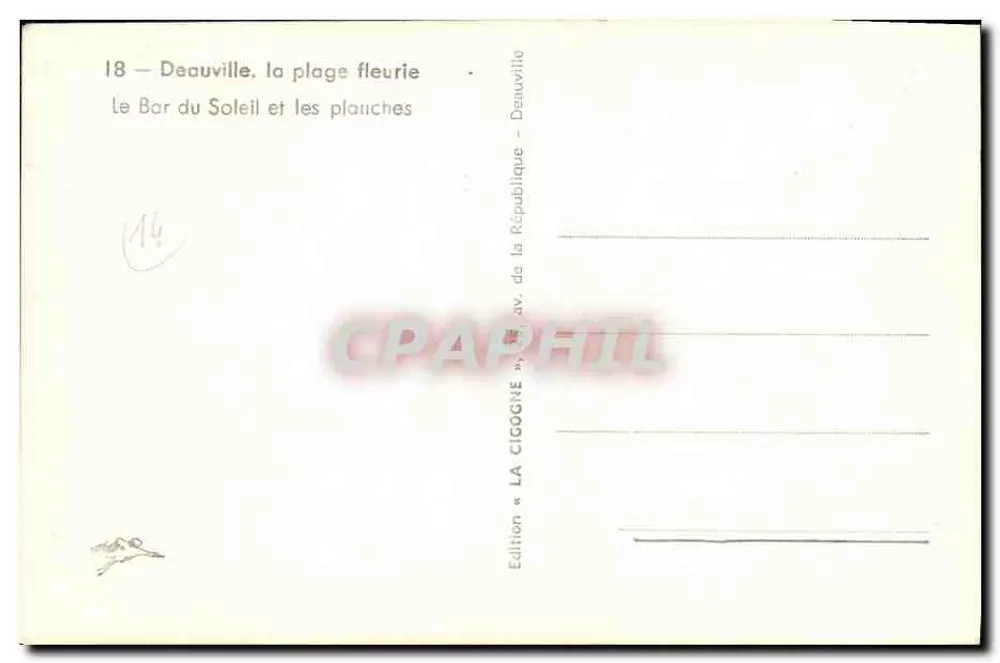 Deauville — Das Bar du Soleil und die Strände — Ausgabe « La Cigogne » - Rückseite
