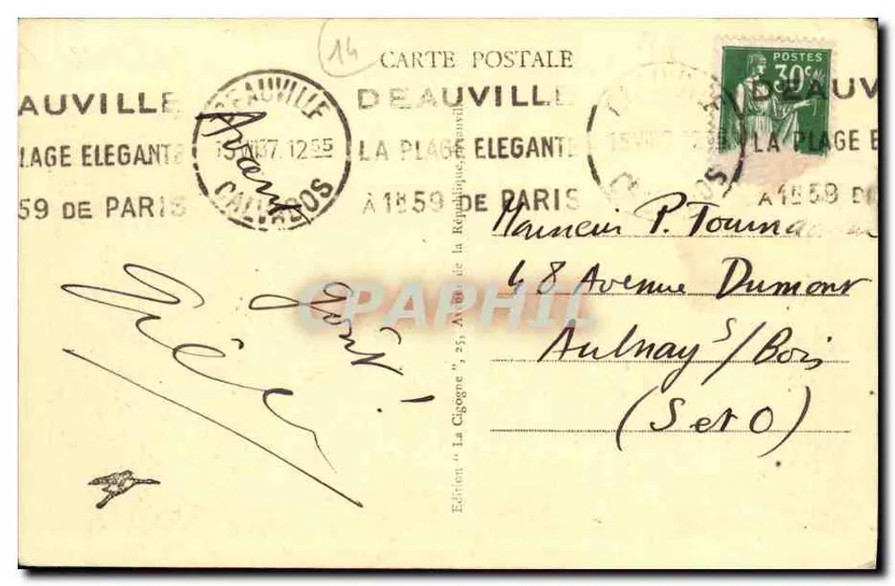 Deauville, die Blütenstrände - Les Planches - Der Bar du Soleil — Édition 'La Cigogne' n°80 - Rückseite