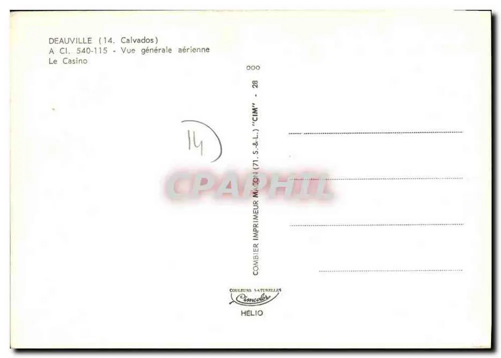 Deauville — Allgemeine Luftaufnahme — Das Casino — Imprimeur Combier (71. S.&L.) - Rückseite