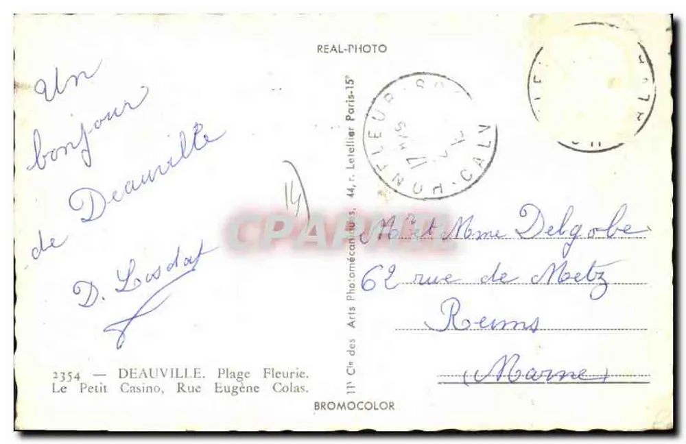 Deauville — Das kleine Casino, Rue Eugène Colas — D. Lasdag, Verlag - Rückseite