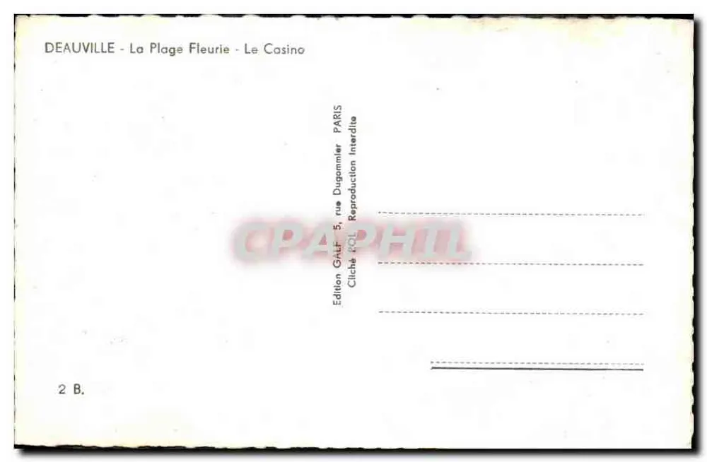 Deauville - Die Blütenstränden - Das Casino — Dugommier-Ausgabe, Nr. 2 B. - Rückseite