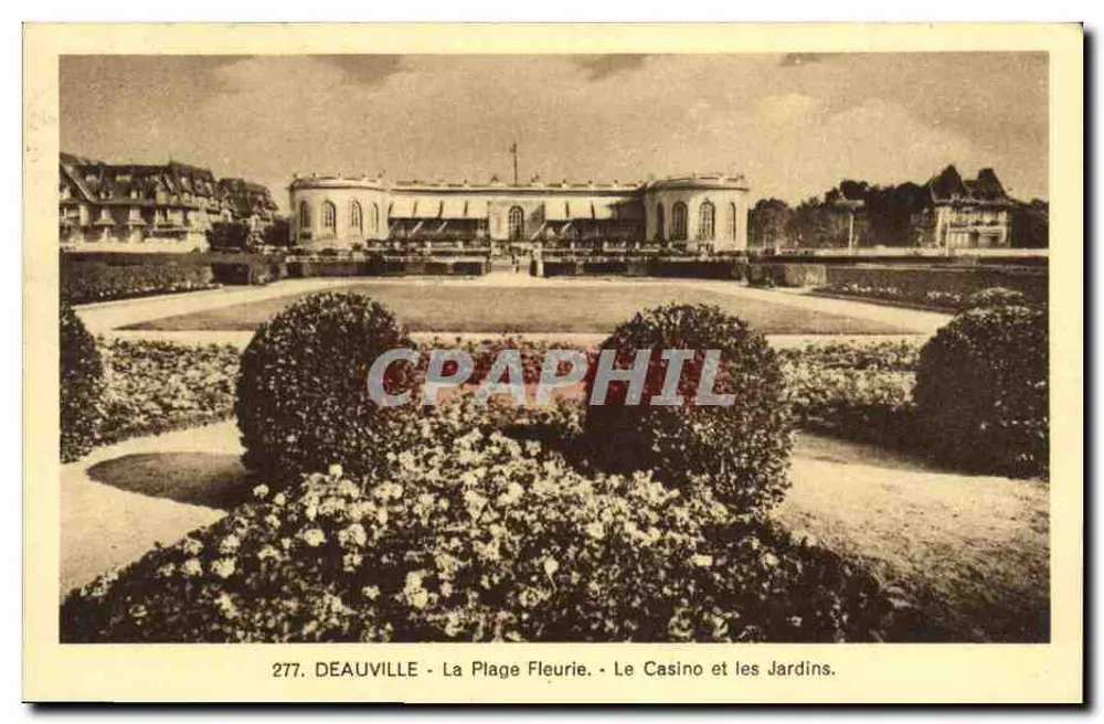 Deauville - Die blühende Strandpromenade. Das Casino und die Gärten — Antike Ansichtskarte n°277 - Vorderseite