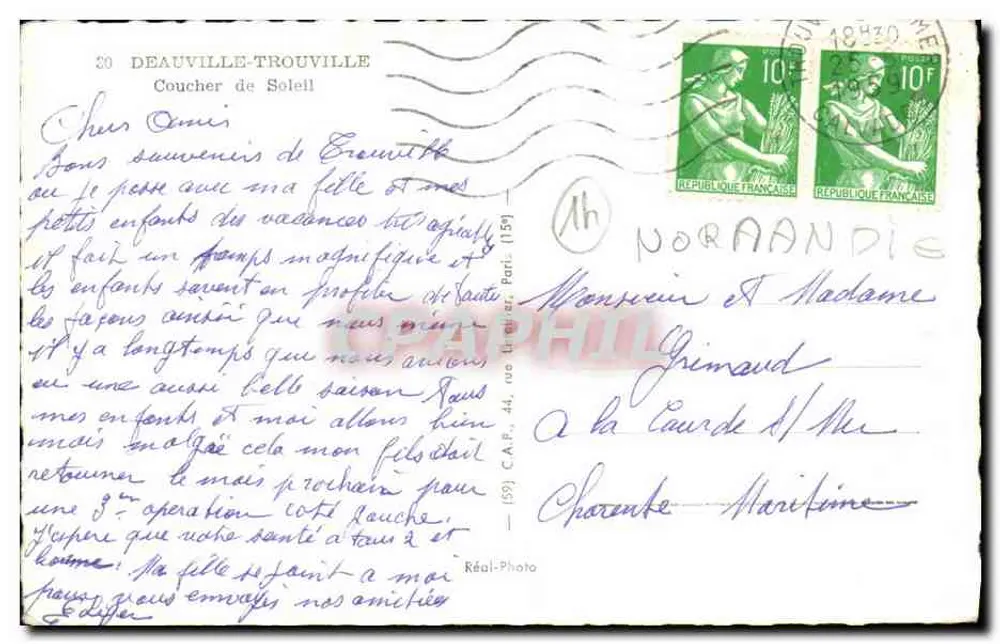 Pôr do sol — Deauville-Trouville — Bilhete postal antigo (nº 30) - Verso