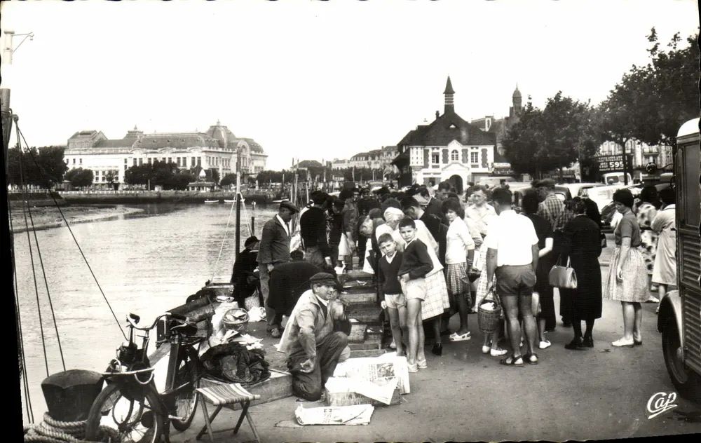 Deauville-Trouville — Die Fischverkauf auf den Kais — REAL-PHOTO - Vorderseite