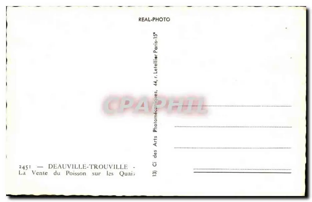 Deauville-Trouville — Die Fischverkauf auf den Kais — REAL-PHOTO - Rückseite