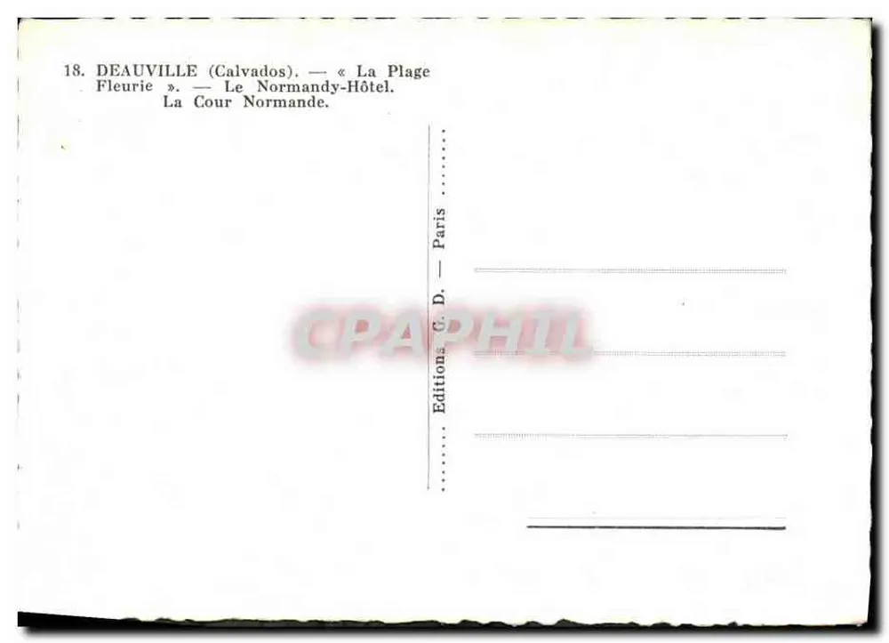 Deauville (Calvados) — « A Praia Florida » — O Hotel Normandy - Verso