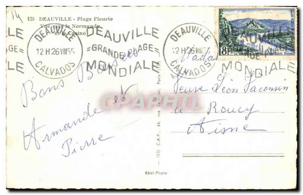 Deauville - Blühende Strände — Blick Richtung Normandie und dem Casino — Réal-Photo - Rückseite