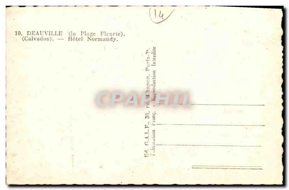 Deauville (Die Blühende Strände) — Hotel Normandy — Verlag G.A.L.F., Paris - Rückseite