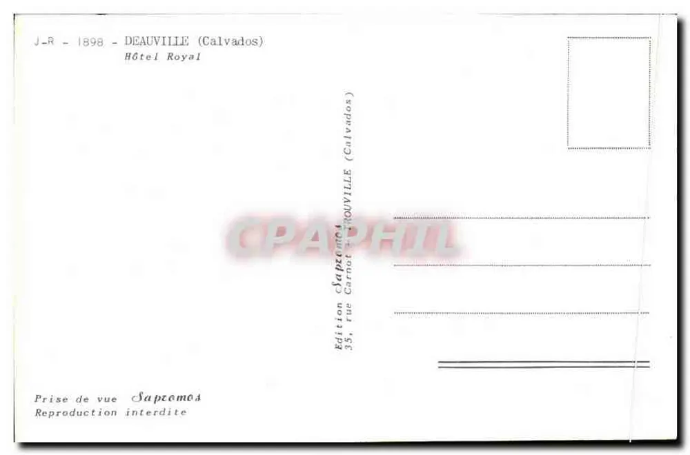Hotel Royal — Deauville (Calvados) — Edição Sapromo - Verso