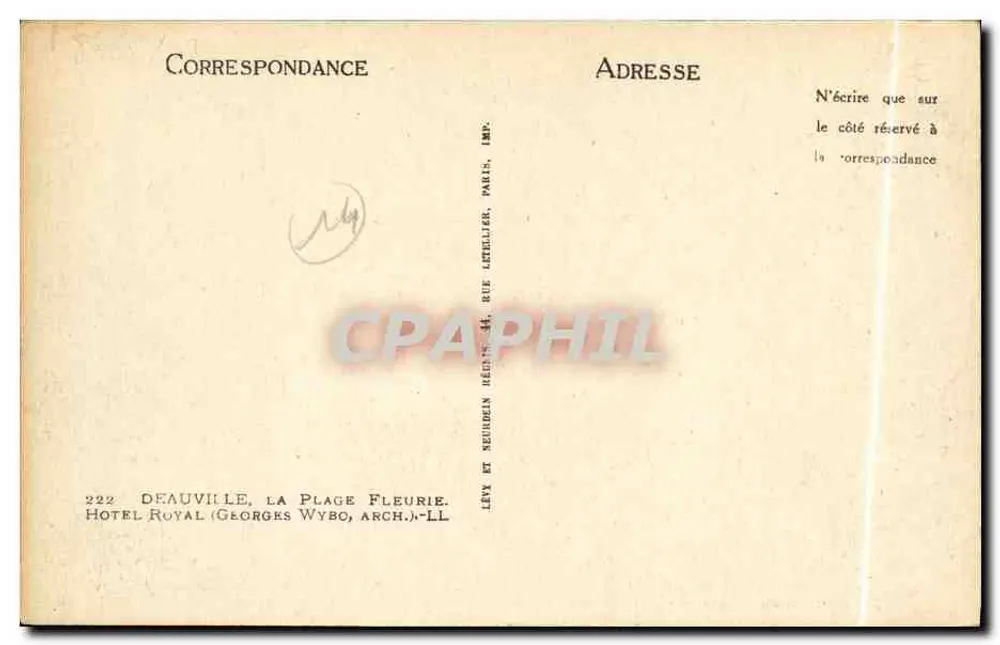 Hotel Royal — Deauville — Imp. Lévy et Neudgen Régnant, Paris - Rückseite
