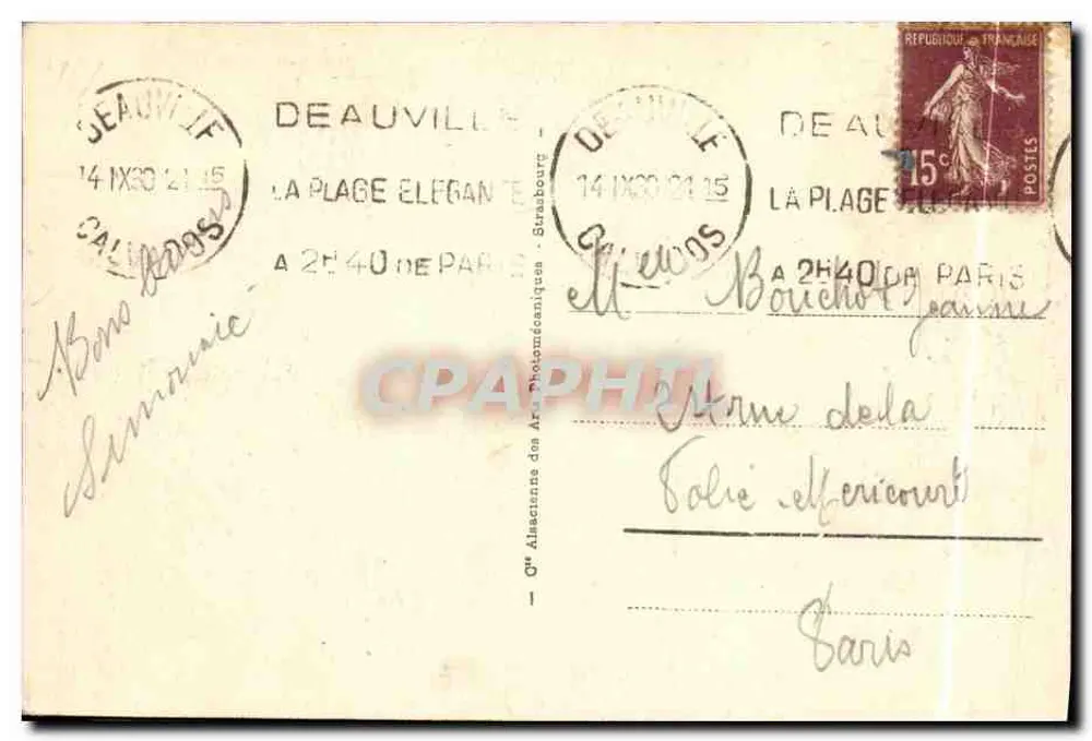 Deauville - Blühende Strandpromenade - Royal-Hotel und Boulevard Cornuché - Rückseite