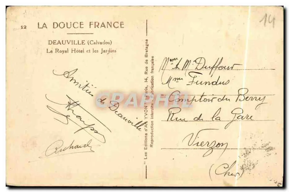 Das Royale Hotel und die Gärten — Deauville (Calvados) — Les Éditions d'Alexandre Yvon - Rückseite