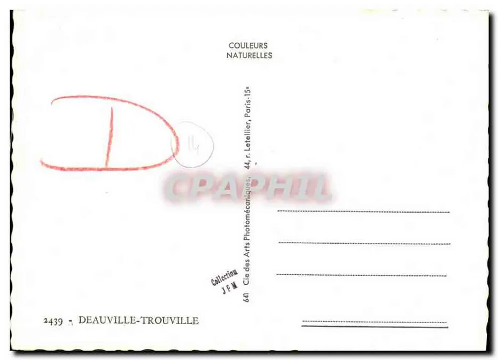 Deauville-Trouville — Aviso aos Pescadores — Cie des Arts Photomécaniques - Verso