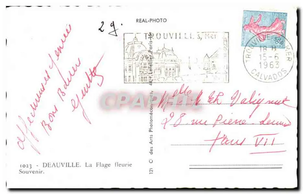 Deauville — Bar do Sol, O Hotel Royal, O Casino, O Normandy — Lembrança de Deauville - Verso