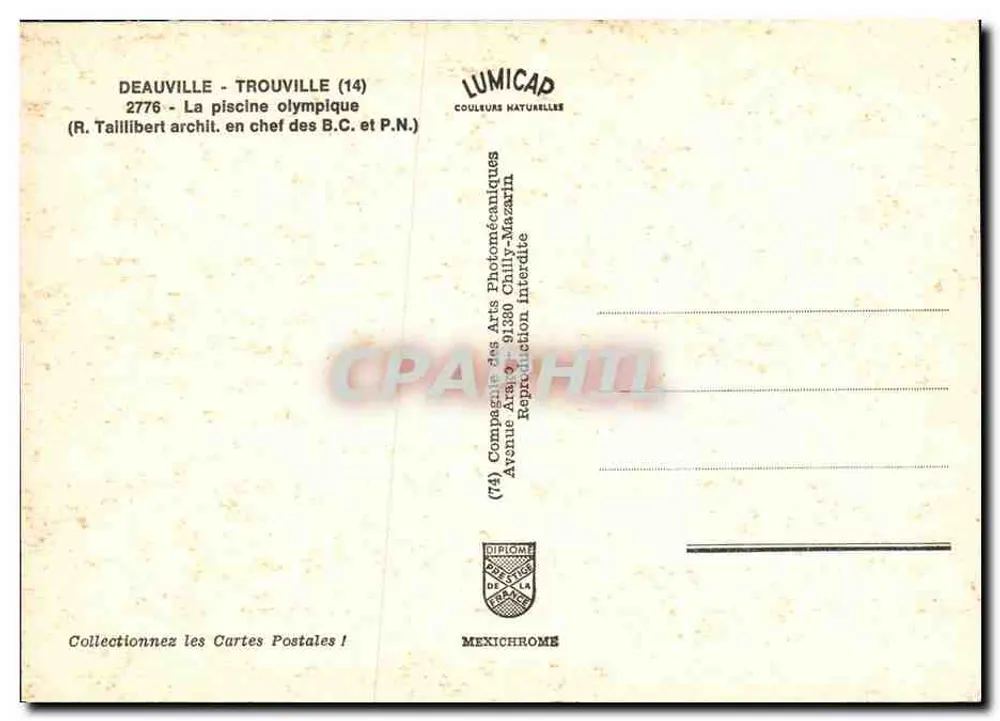 Deauville - Trouville — Die Olympische Schwimmhalle — Lumicap - Rückseite