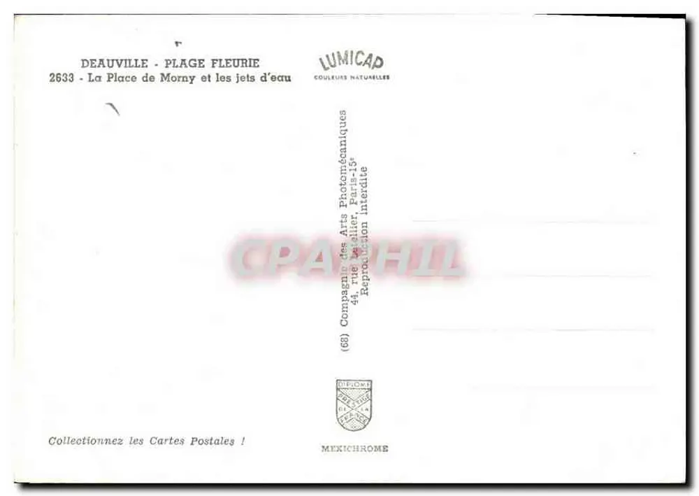 Deauville - Place de Morny und die Fontänen — Lumicap, Nr. 2633 - Rückseite