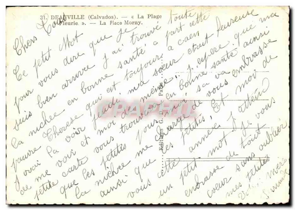 La Place Morny — Deauville (Calvados) — Verlag G. D. Paris, n°31 - Rückseite