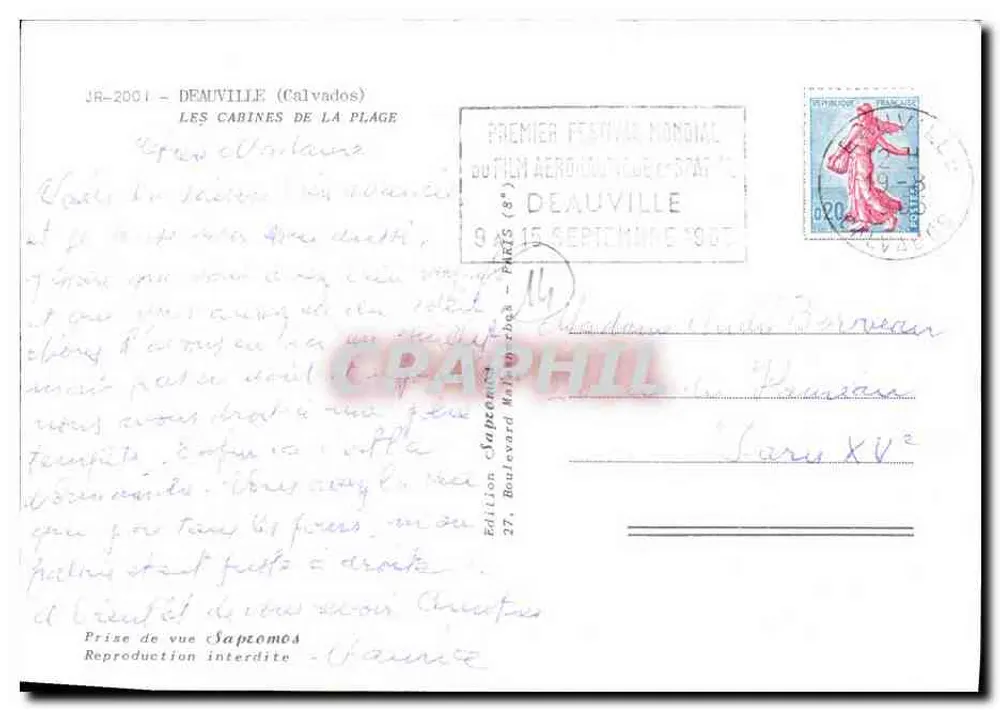 As Cabines da Praia — Deauville (Calvados) — Edição Sapromos - Verso
