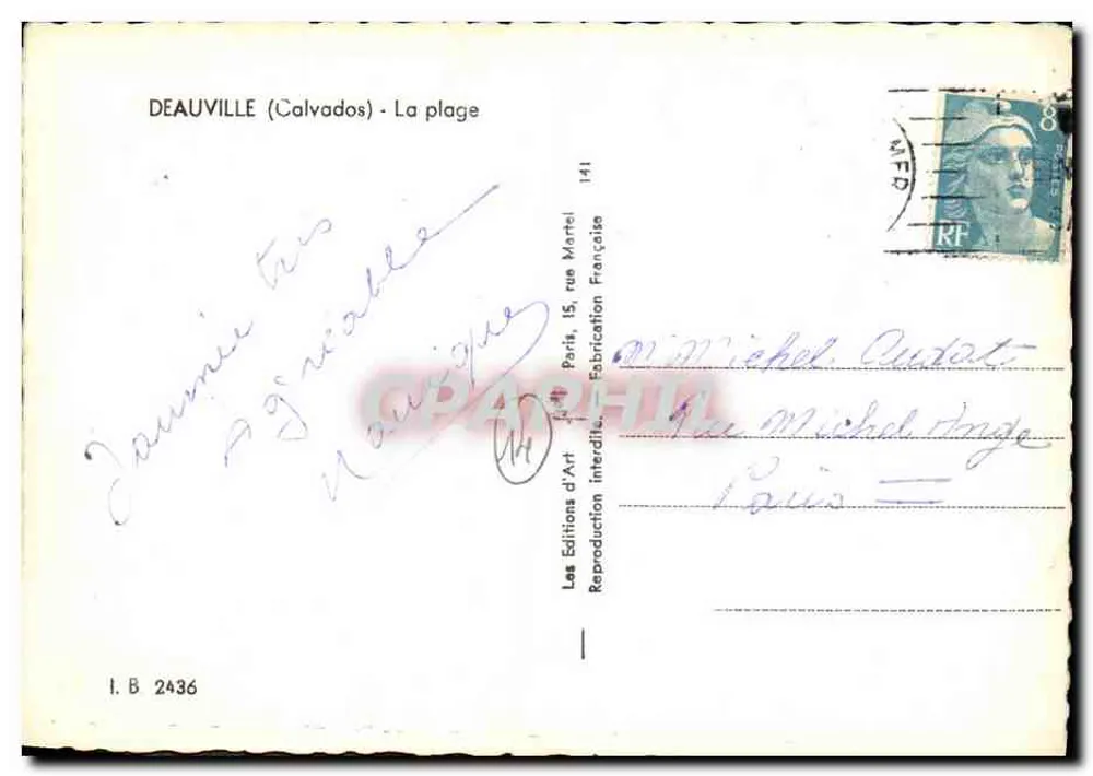 Deauville (Calvados) - A praia — Les Éditions d'Art, Paris, n° I.B 2436 - Verso