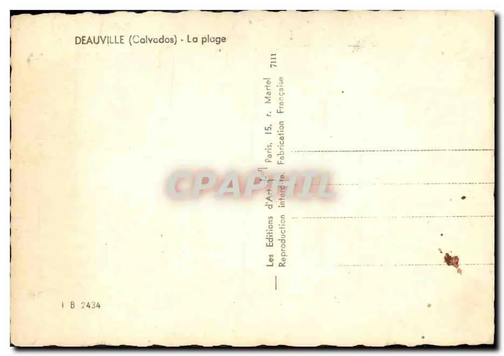 Deauville (Calvados) — La plage — Les Éditions d'Art Martel, Paris - Verso