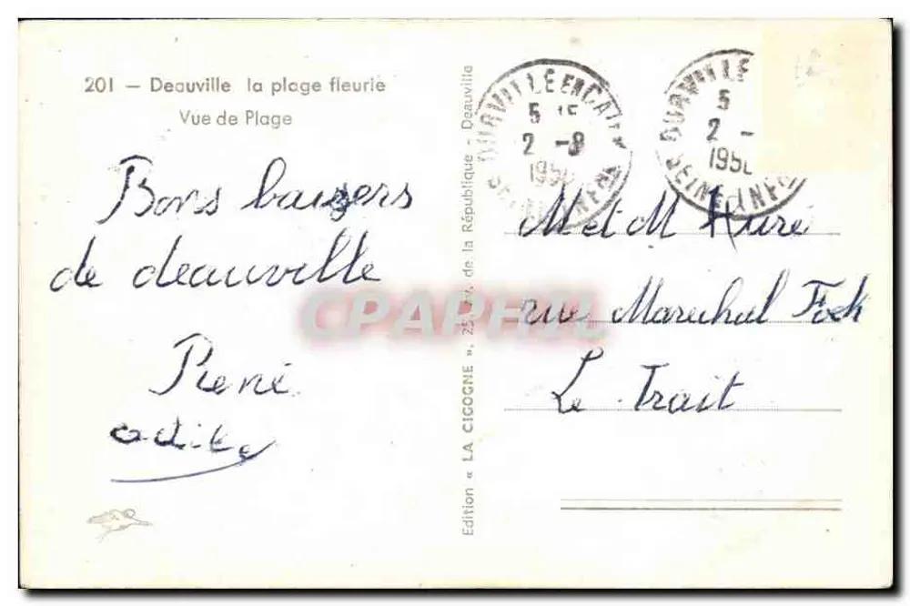 Deauville — Ansicht der Strandpromenade — Edition « LA CICOGNE » - Rückseite