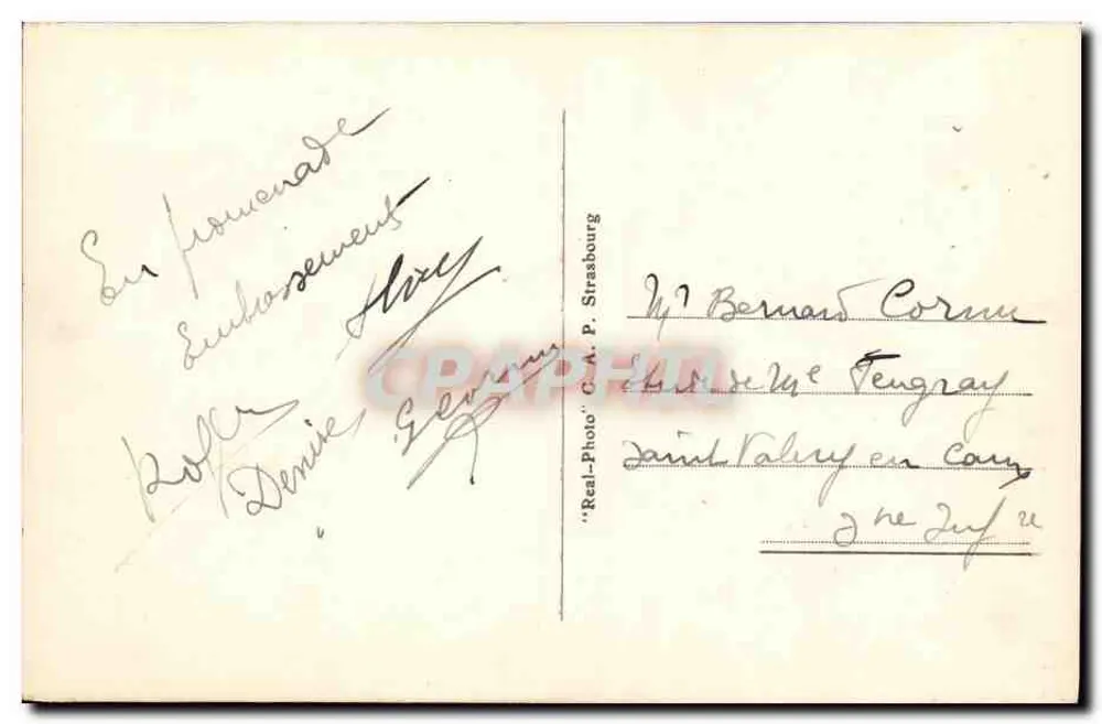 Deauville - Die Plage und die Planches — Vintage Postcard/Antike Ansichtskarte n°443 — Verlag 'Real-Photo' G.A.P. Straßburg - Rückseite