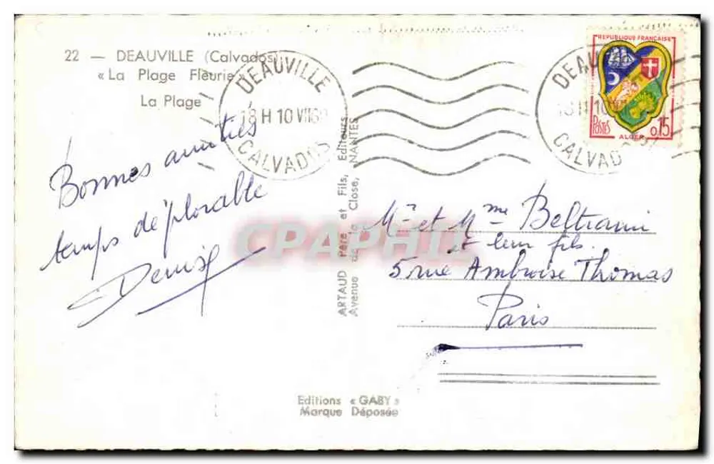 Der Flétrière-Strand — Deauville (Calvados) — Editions Gaby - Rückseite