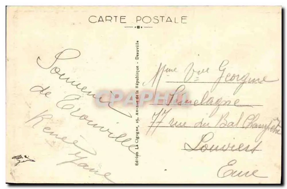 Deauville, die Blütenstränd — Verlag: Edition La Cigogne, 25, Avenue de la République - Rückseite