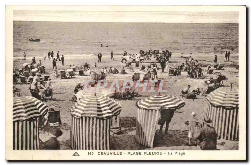 Deauville - Praia Florida - A Praia — Bilhete postal antigo n°160, editor A.P.A. - Frente