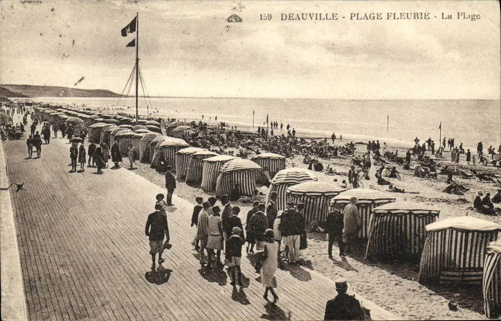Deauville - Praia florida - A Praia — editor anônimo, n° de série 159 - Frente