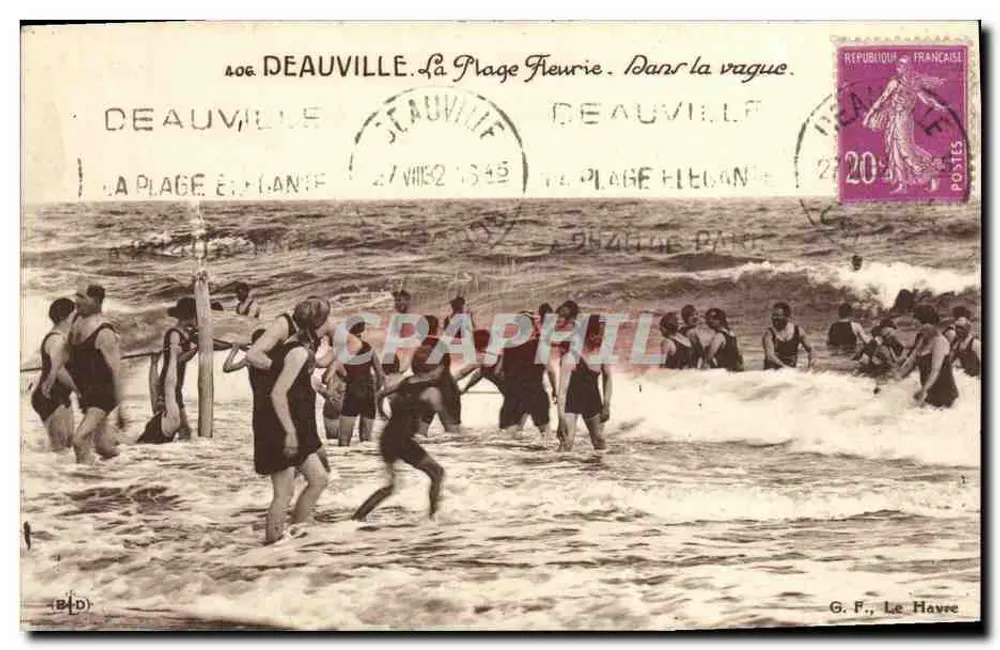 Deauville — Der blühende Strand. In der Welle. — G. F., Le Havre - Vorderseite
