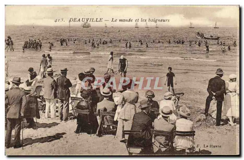 Deauville — Die Welt und die Badegäste — G. F. Le Havre, Nr. 413 - Vorderseite