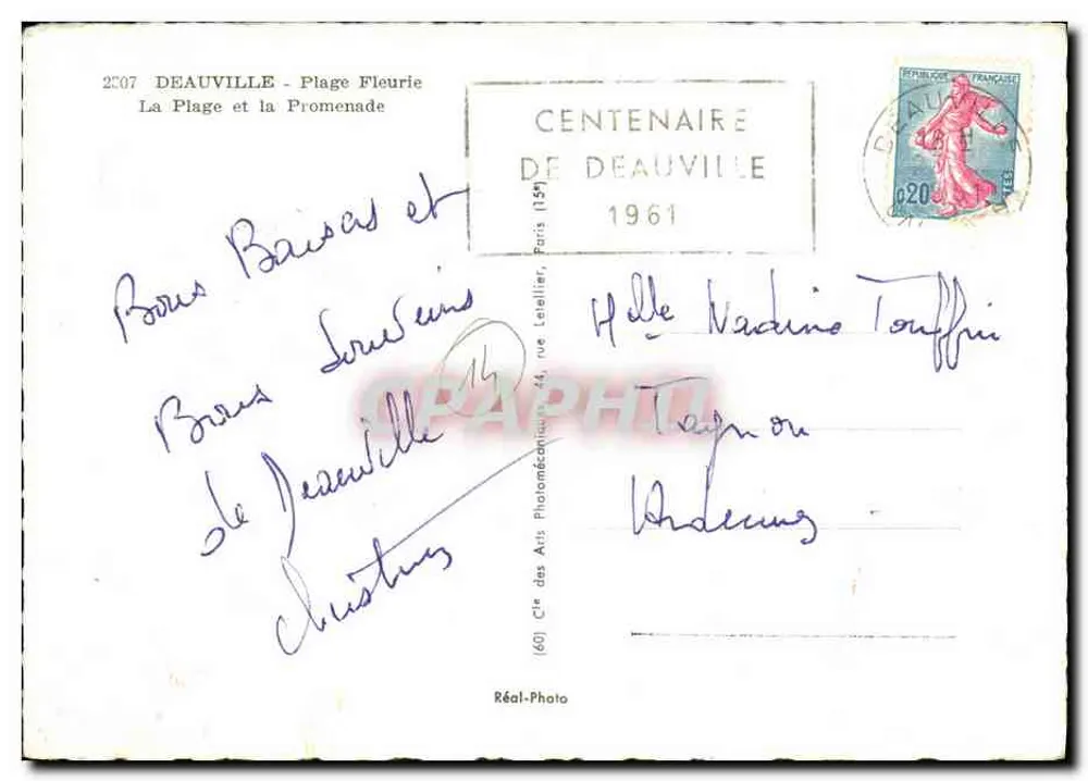 Deauville - Strand und Promenade — 100. Jubiläum Deauville 1961 — Cie des Arts Photomécaniques - Rückseite