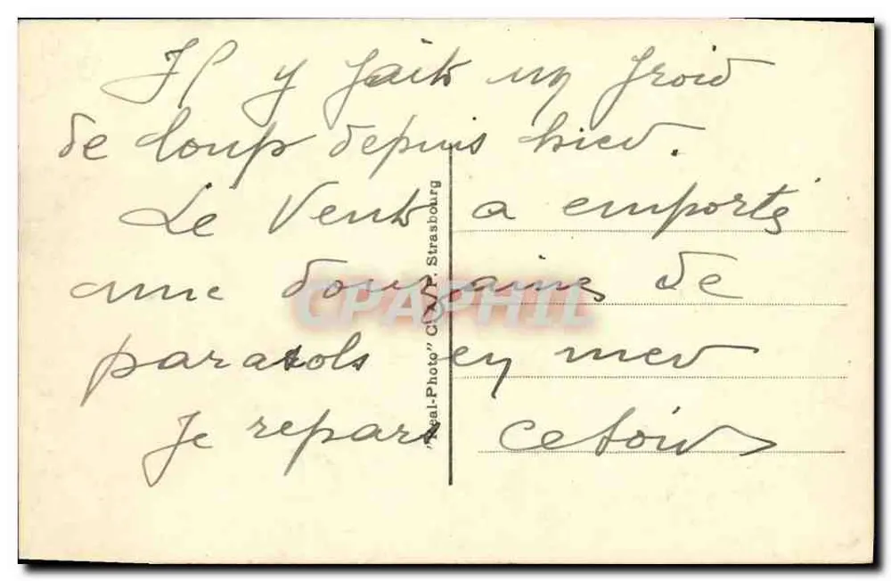 Deauville - A Praia Florida — Bilhete postal antigo n°159 — editor C.A.P. - Verso