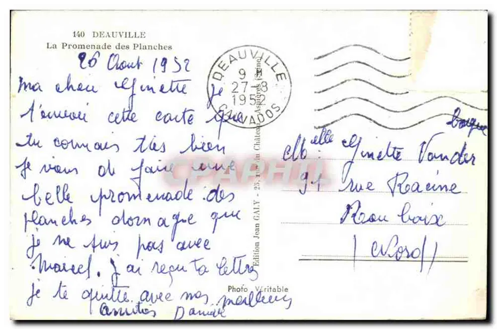 A Promenade des Planches em Deauville — Editor Jean Gaily, n°140 - Verso