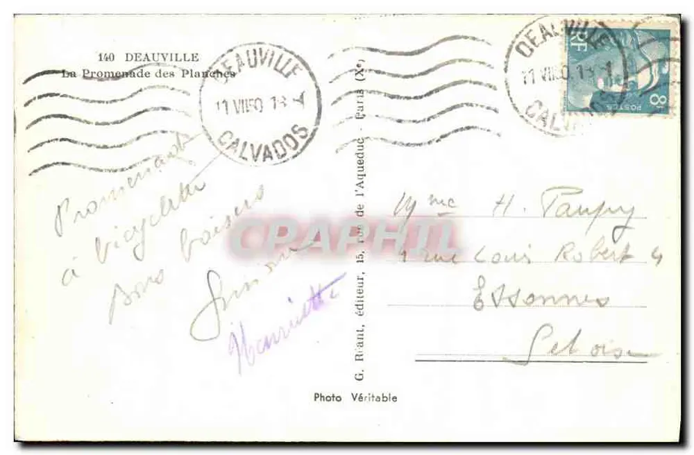 Deauville — A Promenade des Planches — G. Riant, editor, n°140 - Verso