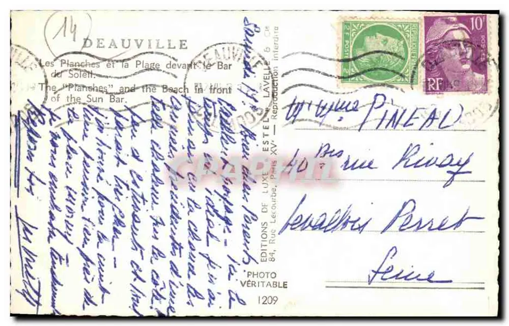 Deauville — Les Planches und die Strandpromenade vor dem Bar du Soleil — Estel - Rückseite