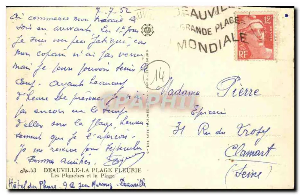Deauville-La Plage — Weltstrand — Verlag C. Les Arts Radiomédicins - Rückseite