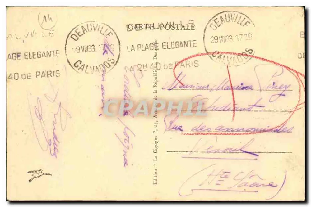 Deauville, a Praia das Flores — As Planchas — Edição 'La Cigogne' n°67 - Verso