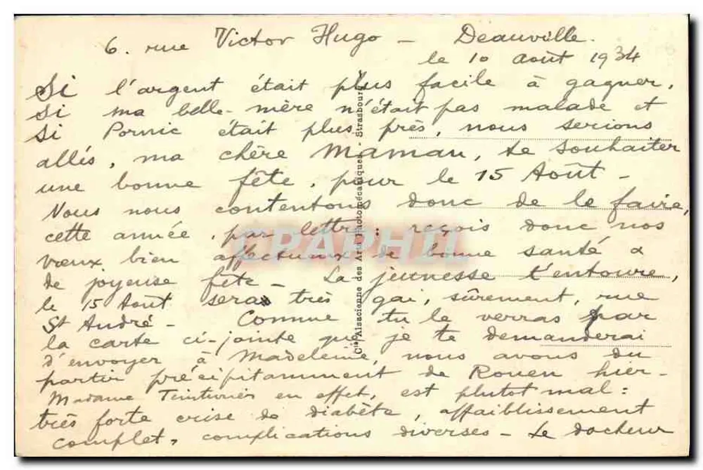 Deauville — Les Planches — editor A.P.E. n° 743 - Verso