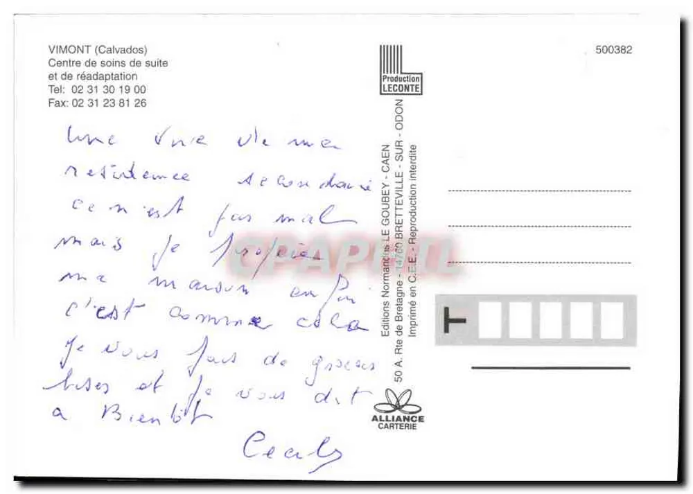 Castelo de Saint-Pierre-Oursin — Editor: Editions Normandie LECONTE, número de série 500382 - Verso
