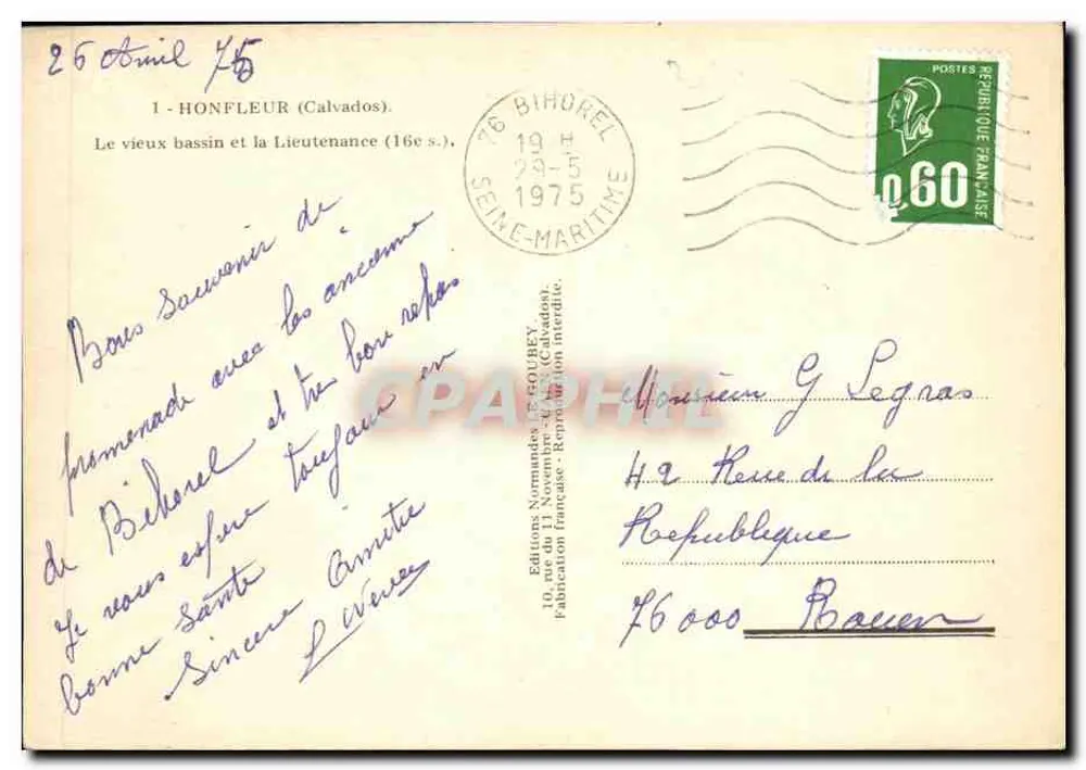 Honfleur — Der alte Hafen und die Lieutenancé (16. Jh.) — Éditions Normandes, Emy - Rückseite