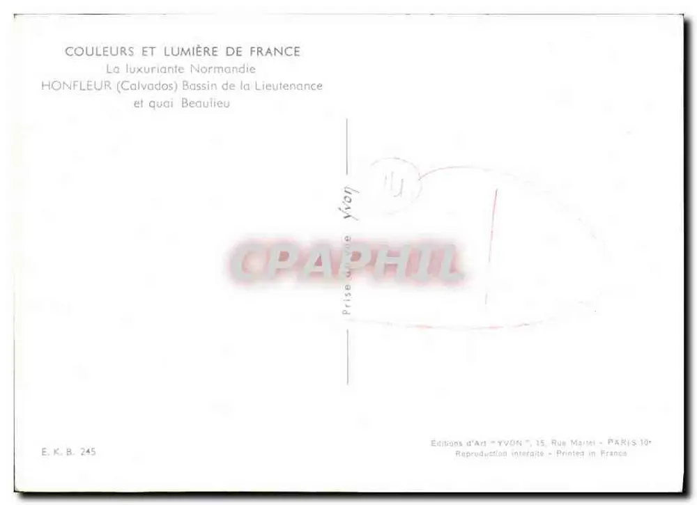 HONFLEUR (Calvados) - Bassin der Lieutenancé und Quai Beaulieu — Éditions d'Art "YVON", Paris - Rückseite