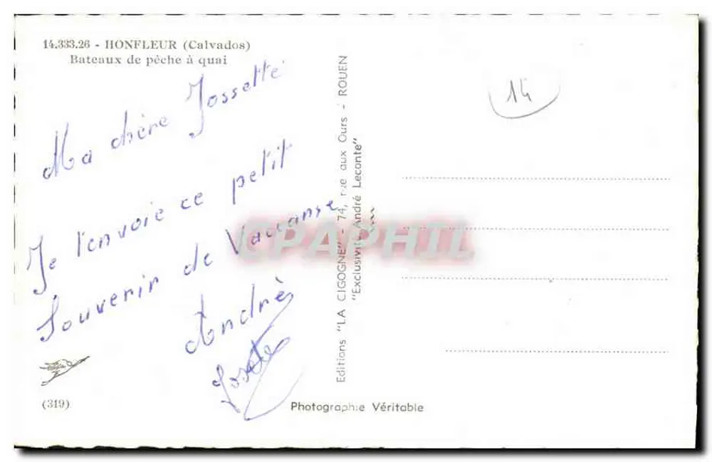 Honfleur (Calvados) — Barcos de pesca no cais — Éditions Véritable - Verso