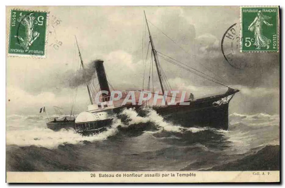 Navio de Honfleur atacado pela Tempestade — série 26 — editor não visível - Frente
