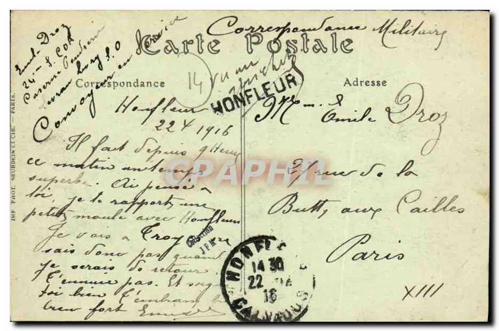 Honfleur — Abfahrt des Bootes von Le Havre — ND. Phot. - Rückseite