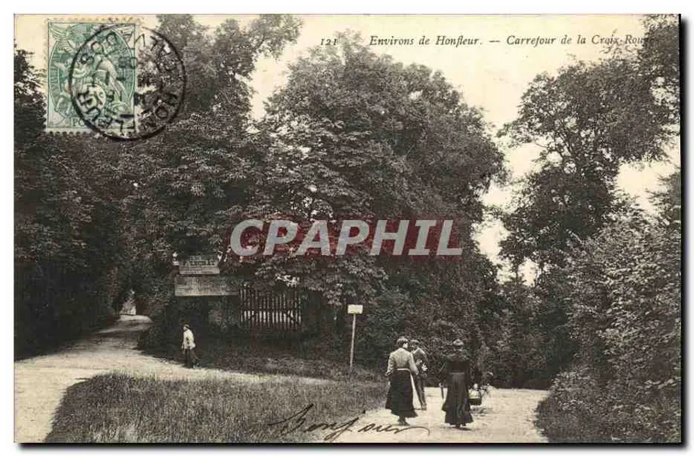 Um Honfleur — Carrefour de la Croix Rouge — anonymer Verleger, Nr. 128 - Vorderseite