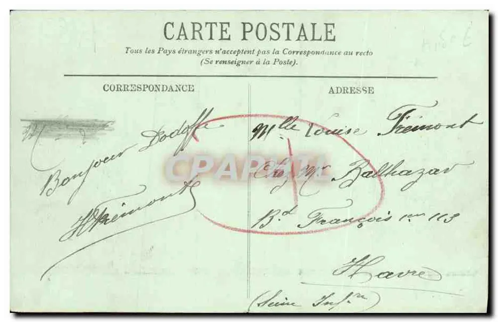 Honfleur — Boulevard Carnot — LL. — Editor LL. n°63 - Verso