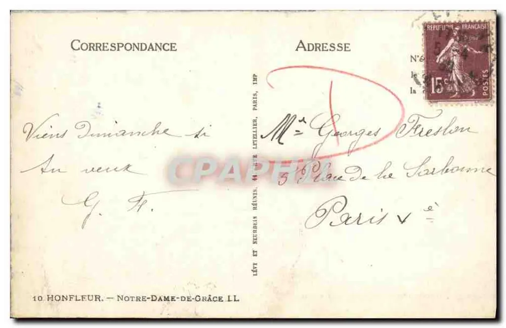 Notre-Dame-de-Grâce em Honfleur — editor Lévy e Irmãos, n°10 - Verso